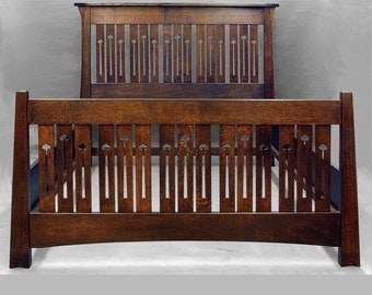 Mackintosh Design, Arts and Crafts,QUEEN BED, Quartersawn Oak,