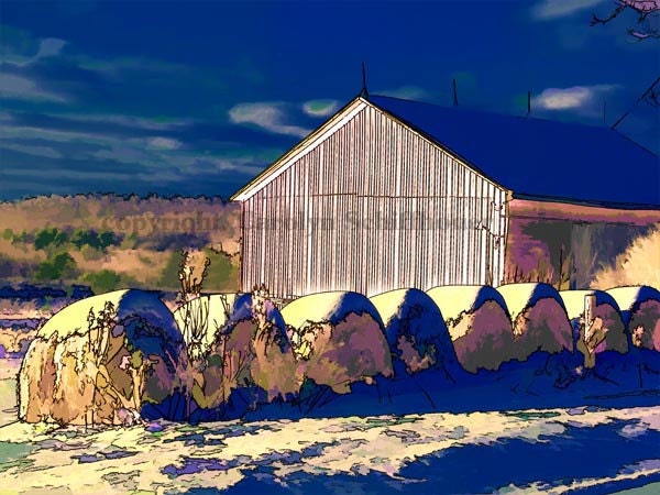 ACEO Barn Art Card,  Rural Art Print, Giclee Print, Home Decor, 2.5x3.5, double matted to 5x7,  EBSQ