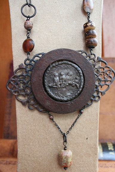 ON SALE - Birds from Bodega Bay - Talisman Necklace - urban gypsy Bird salvage jewelry