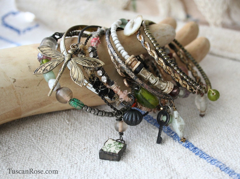Stack Bangle set 43 - set of 10 Bangles - urban gypsy bracelets