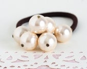 Beaded Hair Elastic Hair Accessory With Pale Blush Pearl Beads - Very Elegant, Gift  For Girl, Memorial Day Sale