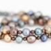 Pearl Necklace, Brown Gold Blue Grey, Fall Jewelry, Warm Tones, Timeless Classic Jewelry