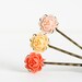 Sale - Hair Pins - Bobby Pins - Vintage Style Flowers - Antique Brass - Orange Apricot Peach - Flowergirl, Memorial Day Sale