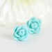 Pale Turquoise Stud Earrings, Aqua Flower Earrings, Rosebud Earrings, Floral Accessories, Gift For Mom