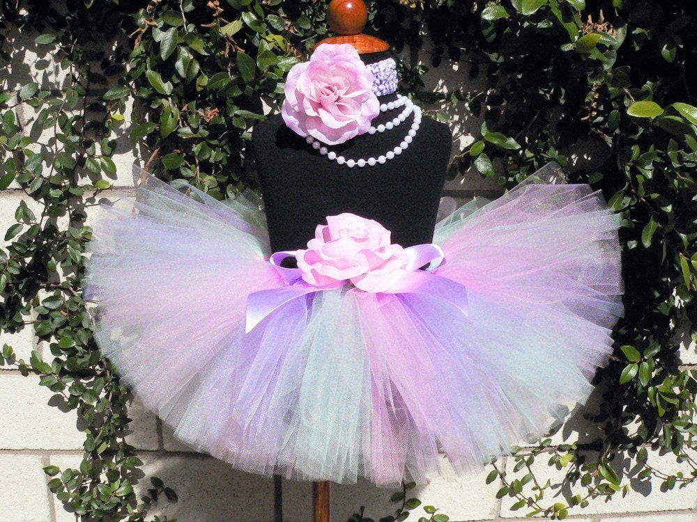 Birthday Tutu - Girls Tutu - Baby Toddler Tutu - Spring Pastels - 8'' Custom SEWN Tutu and Headband Set - Photo Prop Tutu Skirt - up to 5T