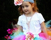 Girls Birthday Tutu and Headband Set - Cupcake Fun - Birthday Girl Rainbow Tutu - M2M Gymboree - 11" Pixie Tutu and Flower Headband Set