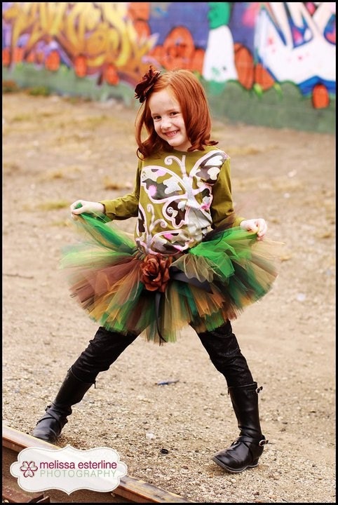 Mossy Oak Camo Tutu - Custom Sewn 12" Tutu  - Tiara's Boutique Original - sizes up to 5T - For 1st Birthdays, Halloween and Military Events