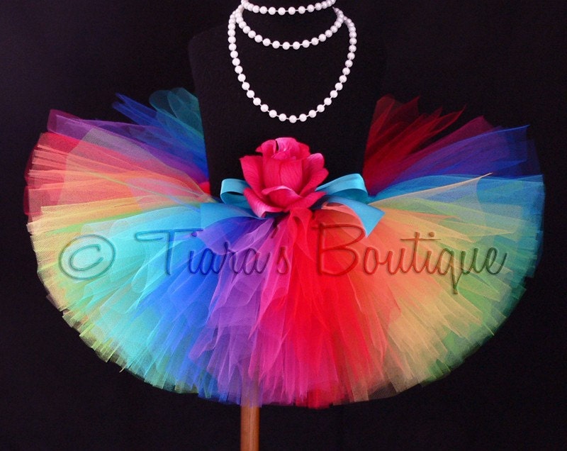 Imagine - A Magical Rainbow Birthday Tutu - Custom Sewn 10" Tutu - Made with 9 Vibrant Colors - sizes newborn up to 5T