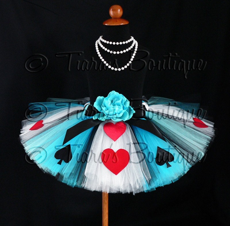 Tutu - Alice of Hearts - A Tiara's Boutique Original Design - Custom Sewn Tutu - Up to 12'' in length - Available in sizes up to 5T