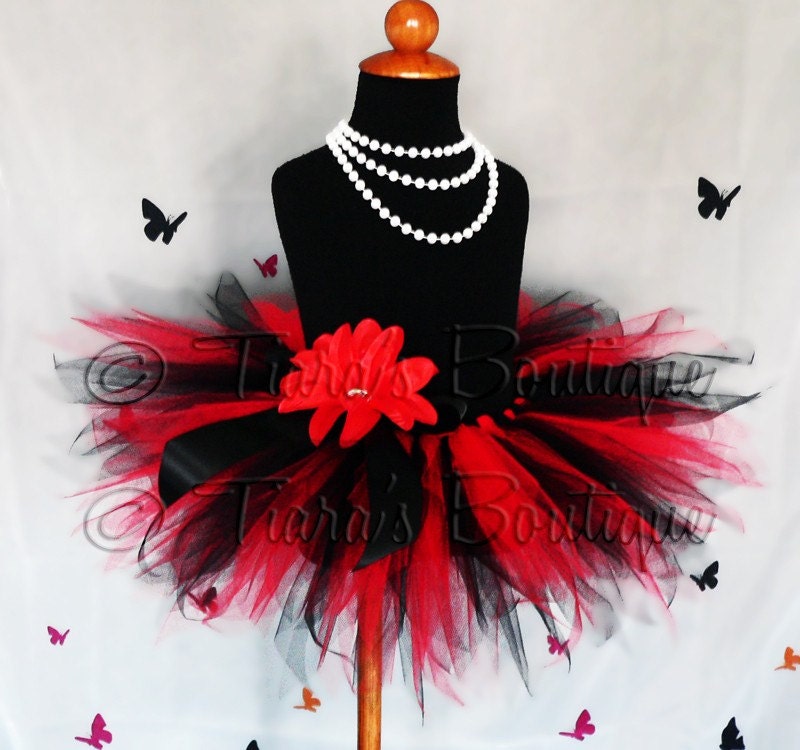 I Wanna Rock - Custom Sewn 8'' Infant Pixie Tutu - Red Black - sizes Newborn to 12 months - Perfect for 1st Birthdays and Baby Shower Gifts