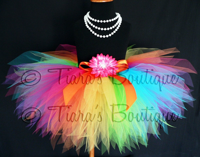 Rainbow Tutu - Custom Sewn 11'' Pixie Tutu - Aura - A Magical Rainbow Tutu - sizes newborn up to 5T