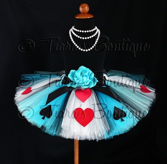 Tutu - Alice of Hearts - A Tiara's Boutique Original Design - Custom Sewn Tutu - Up to 12'' in length - Available in sizes up to 5T