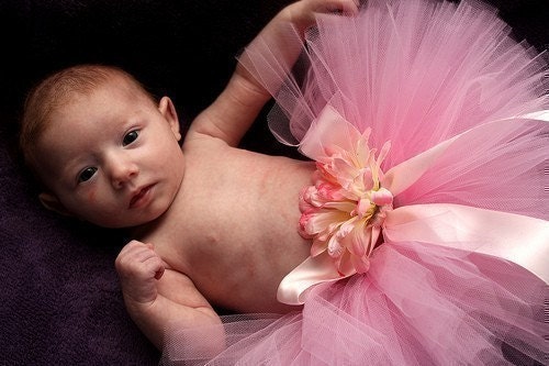 Pink Baby Tutu - Ready To Ship - Sewn Light Pink Infant Tutu - sizes newborn up to 12 months - Baby Photo Prop
