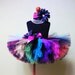 Rainbow Tutu - Birthday Tutu - Sewn Tutu - So Cal Punk Tutu - Extra Full 10" Tutu - sizes Newborn to 5T - Black with Neon Rainbow Colors