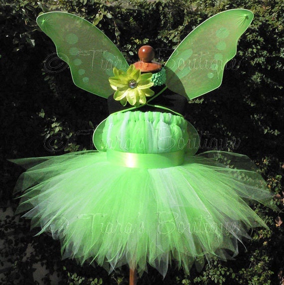 Custom Sewn Tutu Tinker Fairy Dress - Inspired by Tinkerbell - up to 24 months & 20" long - Dress Only - Girls Birthday Tutu, Halloween Tutu