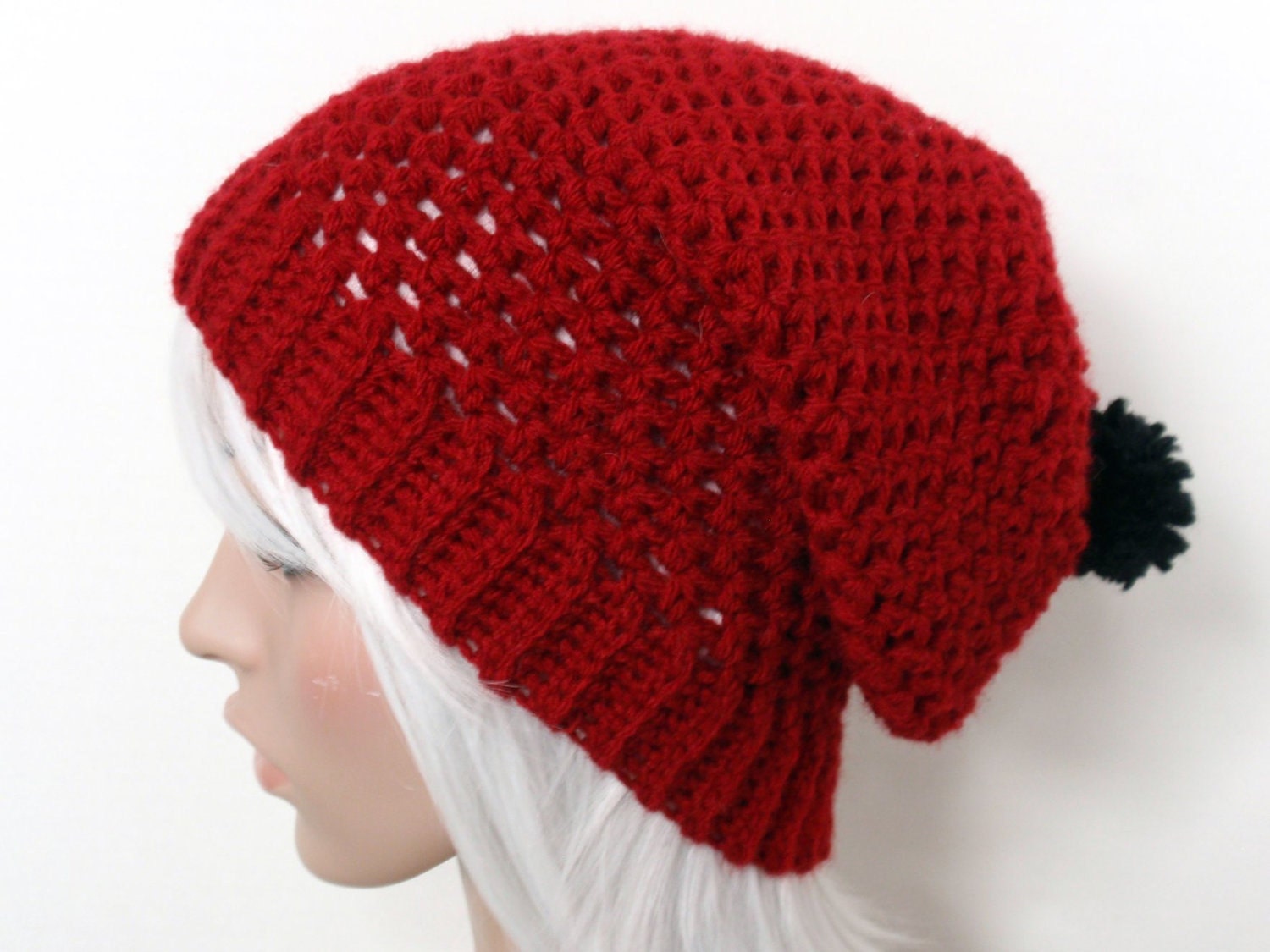 MADE TO ORDER Crochet Slouchy Beanie Hat with Pom Pom
