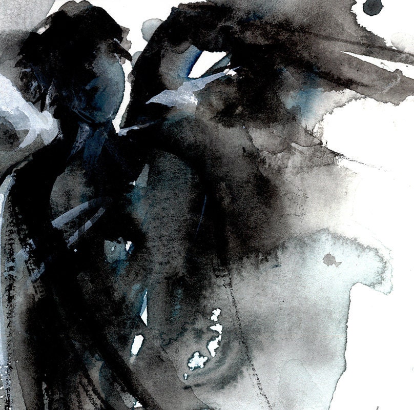 Angel 8 - Original Abstract Watercolor Painting in black mat by Kathy Morton Stanion