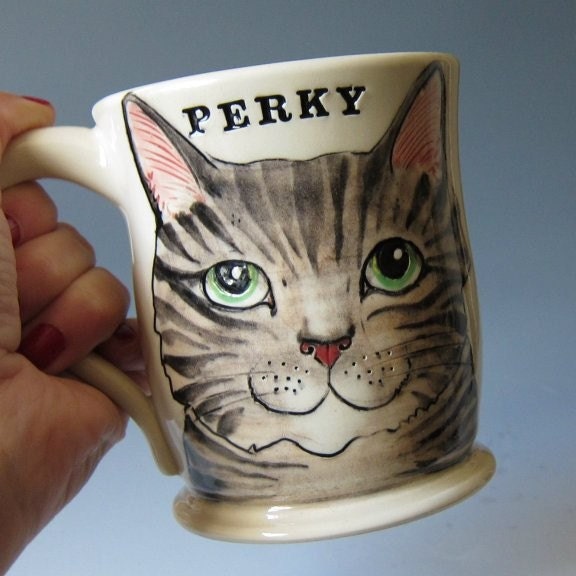 Perky Cat Mug - Hand thrown Ceramic Mug