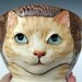 RESERVED Bowl with Ginger Cat in raised image with carved flowers