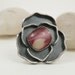 Sterling Silver Rose Ring Pink Mookaite Stone Oxidized Silver Flower Jewelry Size 8.75 Ring - Rosy Disposition