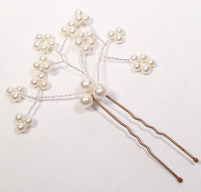 Ivory Cream Floral Hairpin Spray, Wedding Jewelry Hair Accessories, Bridal, Bridesmaid, cream, butter, off white, soft ivory