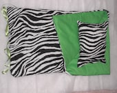 Handmade Sleeping Bag (Green/Zebra) fits 18 inch Doll Like American Girl
