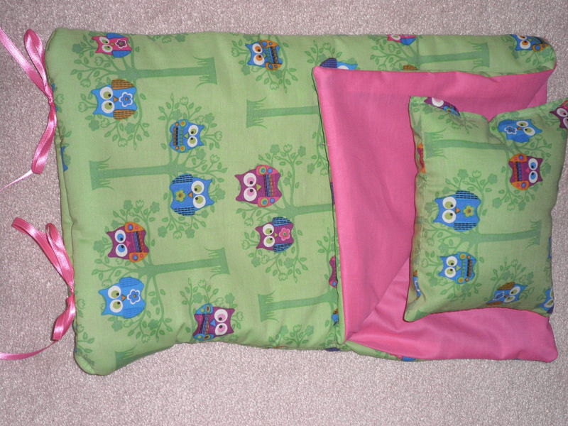 Handmade Sleeping Bag (Owls) fits 18 inch Doll Like American Girl