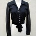 1950s Blouse Black Velvet Bow Crystal Cube Buttons