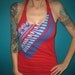 Devo halter top made from a salvaged shirt Small Medium Large