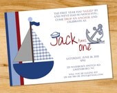 Sailboat- Nautical- Birthday Party Invitation - Digital File or Printed