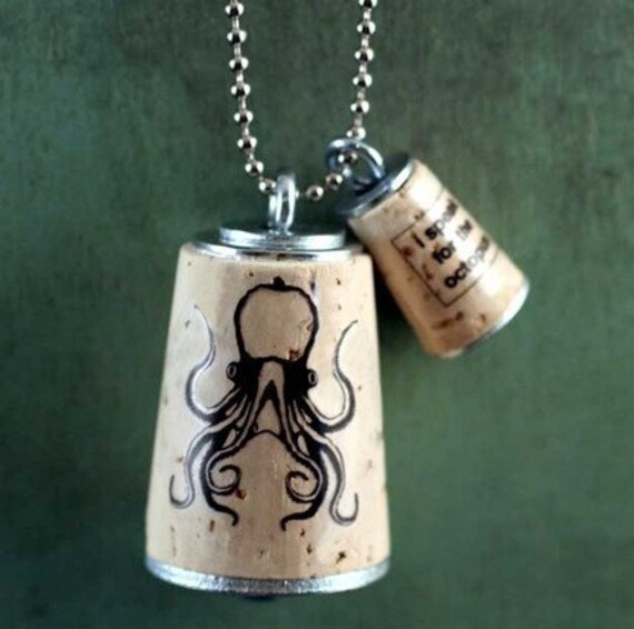 Octopus Necklace - Cork In Test Tube - Upcycled Jewelry by Uncorked - Eco Friendly