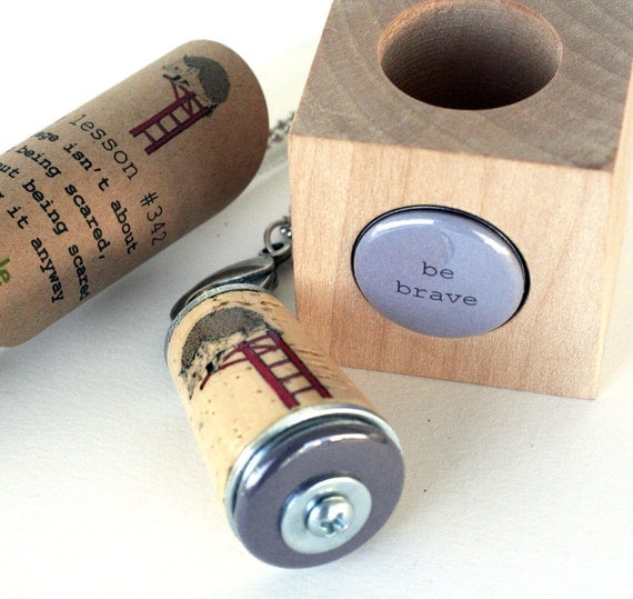 Hedgehog Necklace - Upcycled Cork in Test Tube - BE BRAVE by Uncorked