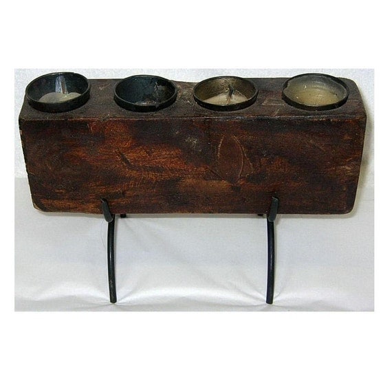 Antique wood sugar mold 4 hole cast iron stand by xurple on Etsy