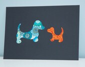 Mother Love - Dachshund in cotton fabric - Wall Art Black 5 x 7