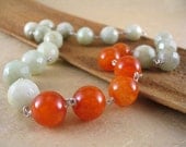 Bittersweet Necklace - Aquamarine, Fire Agate and Sterling Silver