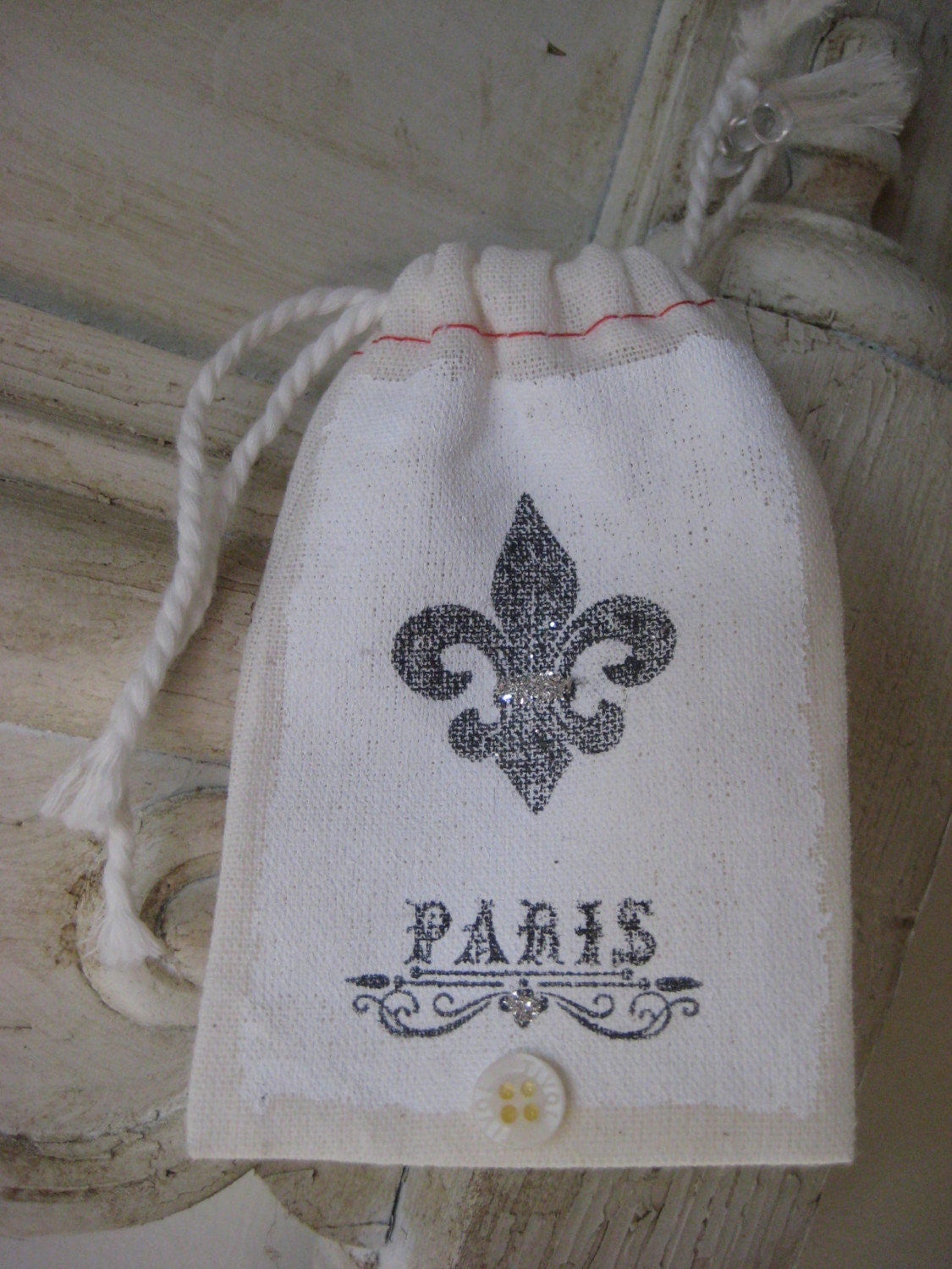Muslin bag french style fleur de lis paris