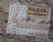Greeting card Paris white and cream blank one of a kind