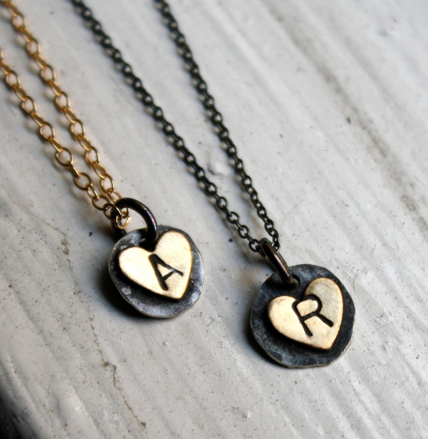 Custom Handmade Initial Heart Necklaces by Rachel Pfeffer - Listing for 1 Necklace