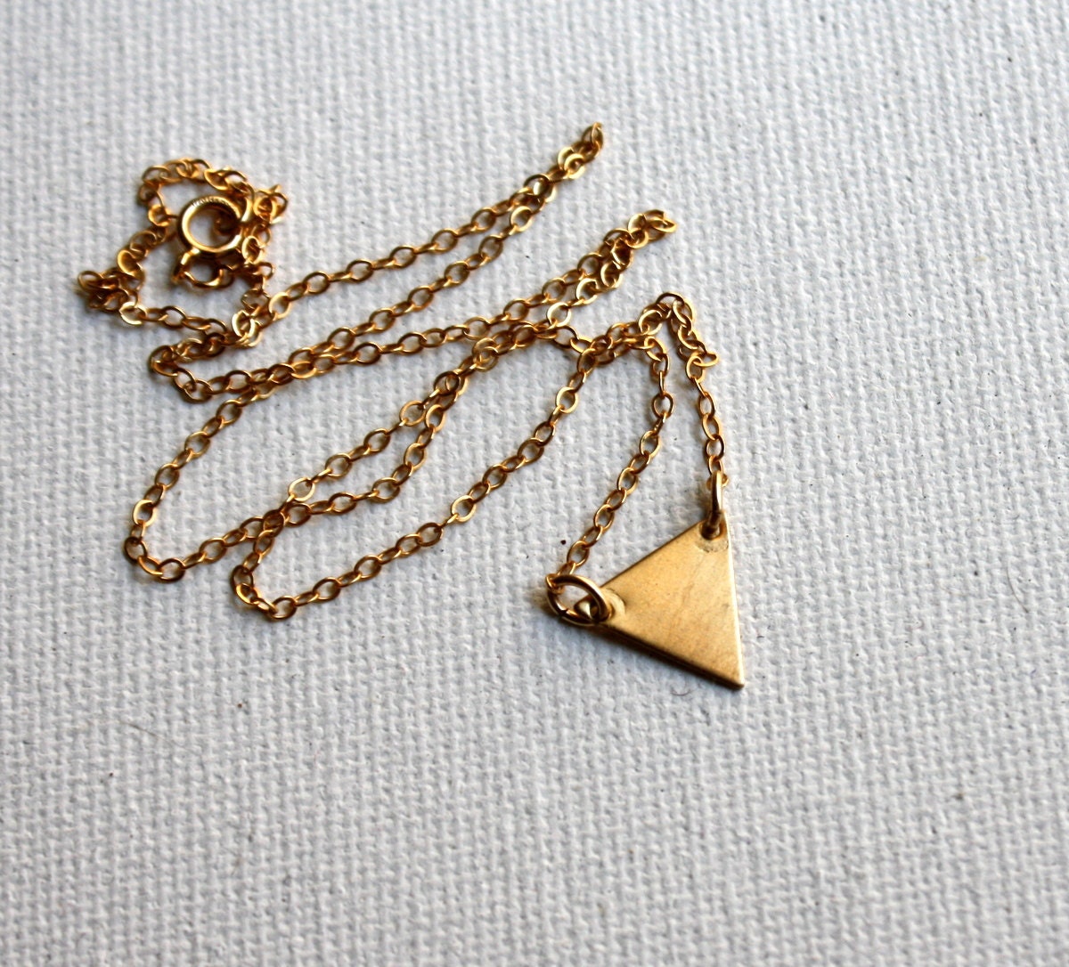 Tiny Brass Triangle Necklace- Handmade by Rachel Pfeffer