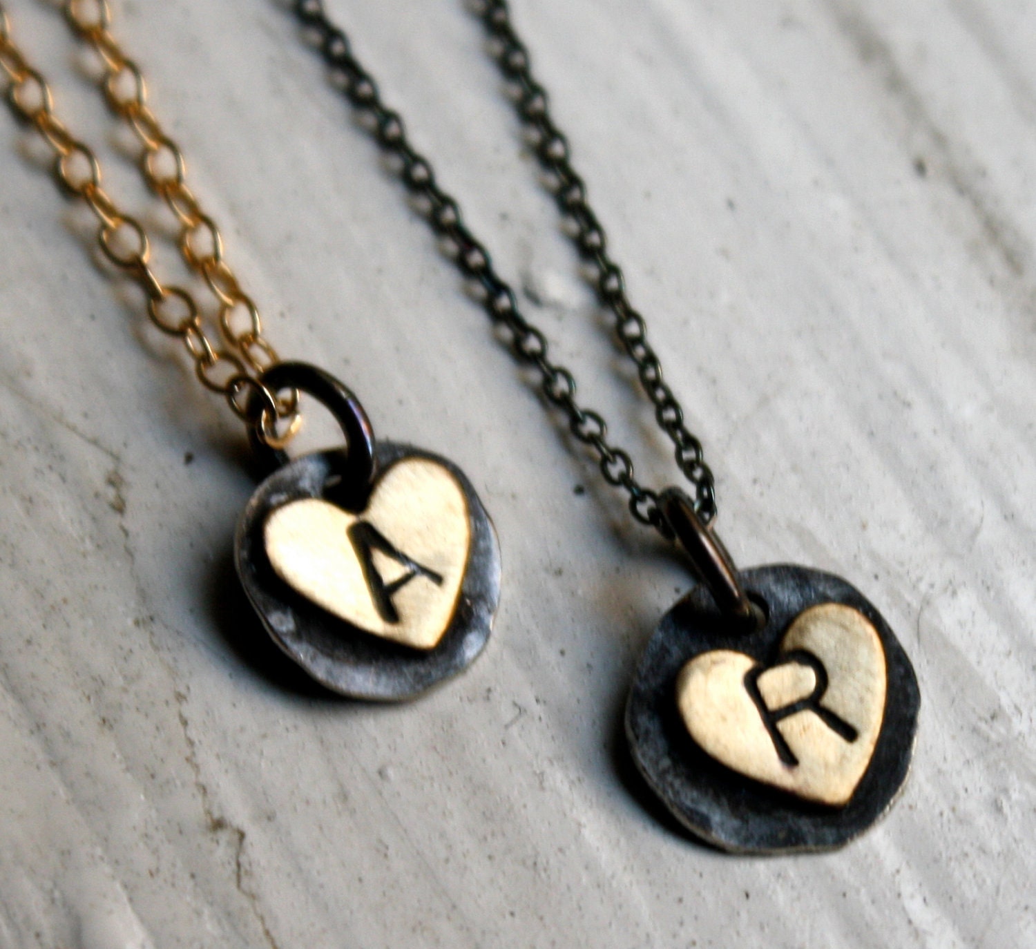 Custom Handmade Initial Heart Necklaces by Rachel Pfeffer - Listing for 1 Necklace