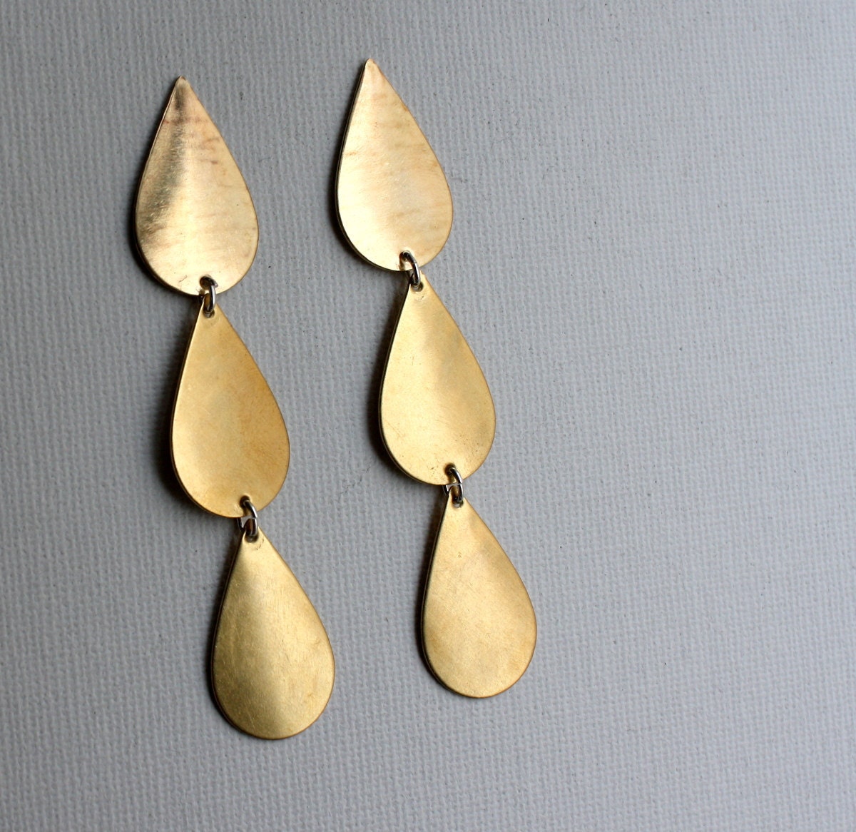 Brass Tear Drop Dangle Earrings- Handmade by Rachel Pfeffer