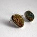 Asymmetrical Desert Drusy Studs- Copper Green and Brown Sterling Silver Handmade Drusy Earrings