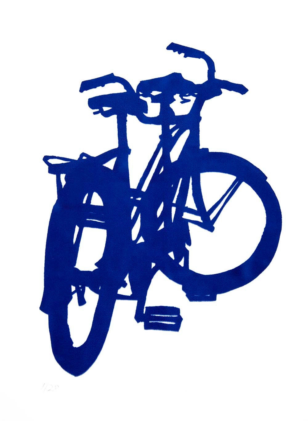 Bike Art - Rollfast Tandem in Indigo -  Bicycle Print