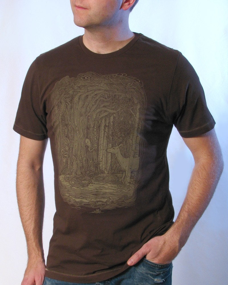 Tangled Forest T-shirt on Espresso Brown - Men's Tee XS S M L XL 2XL 3XL