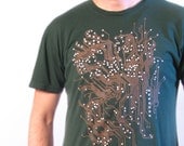 Circuit Board Men's T-Shirt on Forest Green - Men's Tee Shirt S M L XL 2XL 3XL