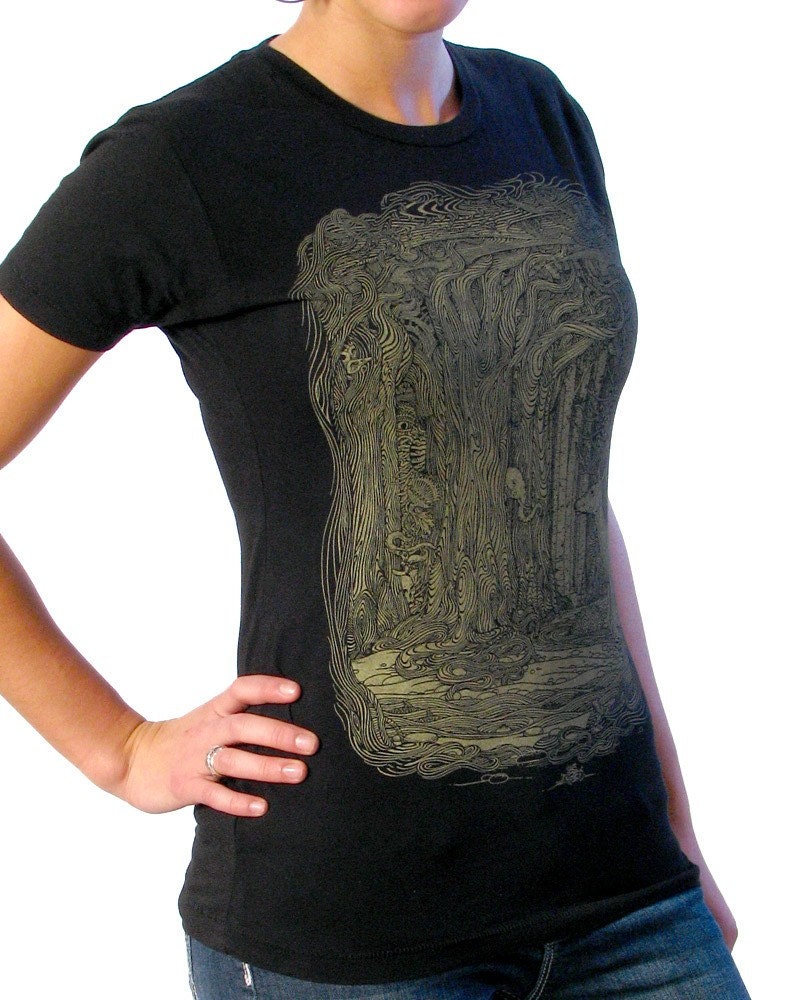 Tangled Forest T-shirt on Black ..... Women's Tee Shirt S M L XL 2XL