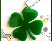 Green Clover Acrylic Necklace