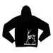 Unisex Zip Front Hoodie in Black feat. Deer Skeleton print in White - Available in XXS-2XL