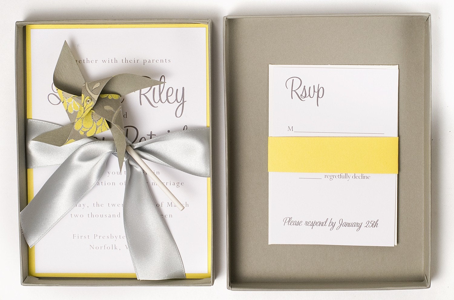 Luxury, Boxed, Summer Wedding Pinwheels Invitation  - Summer Slate