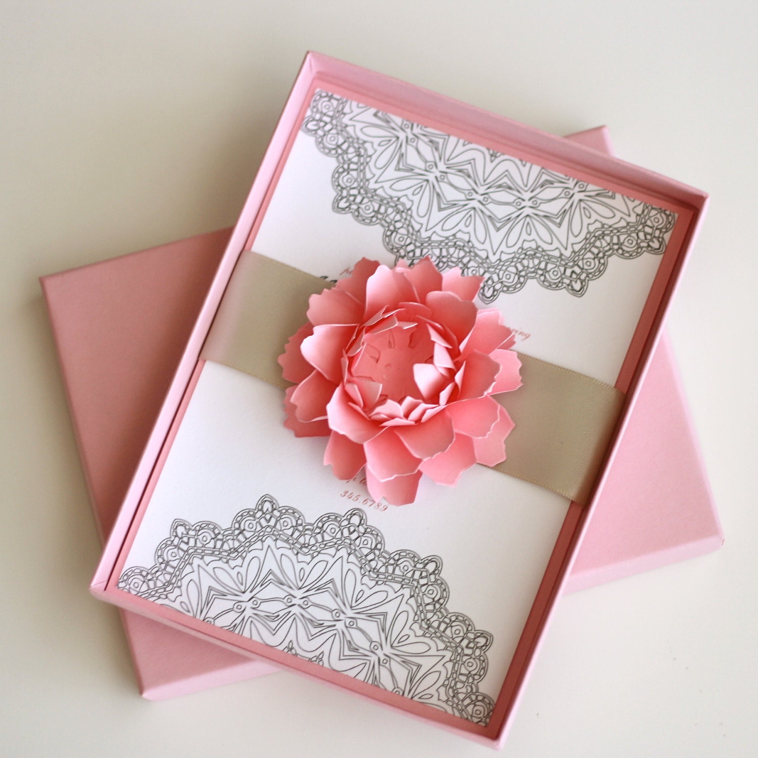 Flowers and Lace Boxed Invitation